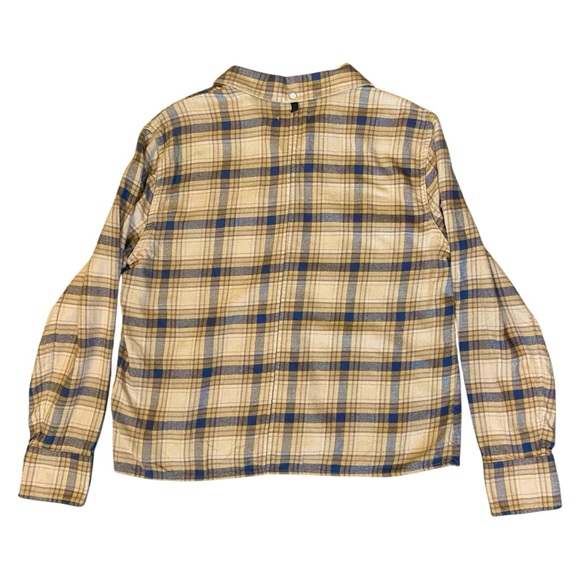 Rag & Bone May Cropped Plaid Button-Up Brushed Flannel Shirt Brown Women Small - Picture 2 of 5